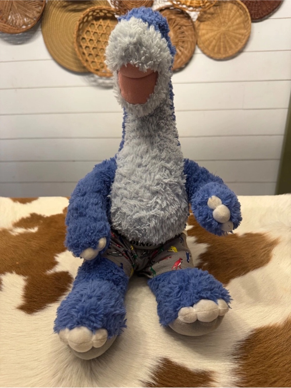 Build a Bear Dino Dinosaur Plush Blue Spotted Apatosaurus 20" with dino boxers